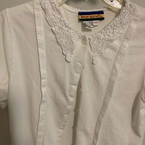 Cotton blouse with lace trim